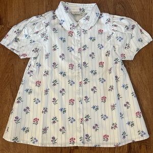 NEW Janie and Jack Floral Stripe Puff Sleeve Top Size 8 Girls Medium